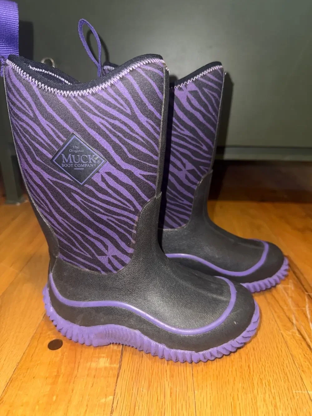 Muck Boot Company Kids Boots Size 10 Purple Zebra Waterproof Neoprene Rubber